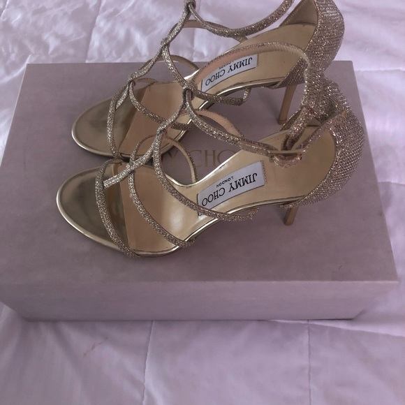 JIMMY CHOO DORY 85 35.5 LAG GOLD - Picture 8 of 12